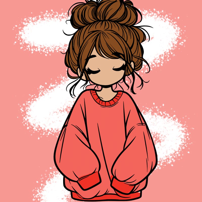 girl with baggy sweatshirt and messy bun