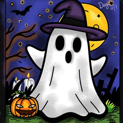 ghost with a halloween background