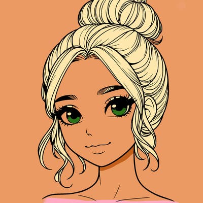 realistic pretty girl with hair in bun