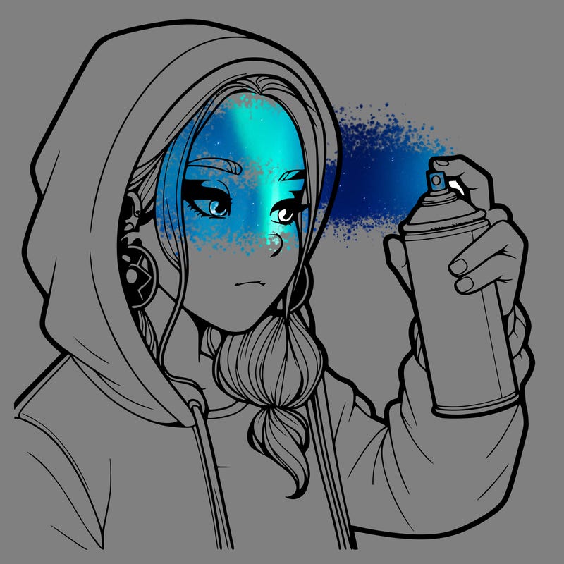 a realistic girl, spray painting