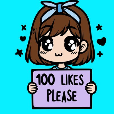 girl holding sign saying 100 likes please