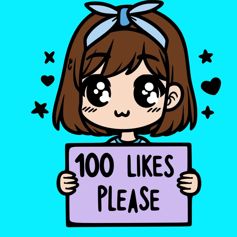 girl holding sign saying 100 likes please