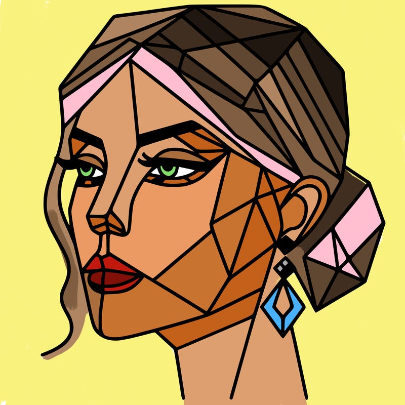 geometric art illustration of a woman's face