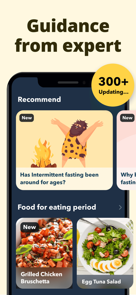 Intermittent Fasting Tracker ⋆ - Screenshot of Intermittent Fasting Tracker app featuring expert health guidance and healthy meal suggestions