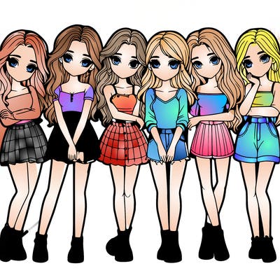 a group of girls realistic