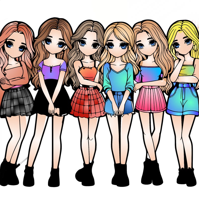 a group of girls realistic