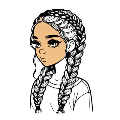 realistic girl with braids