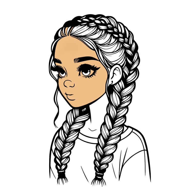 realistic girl with braids