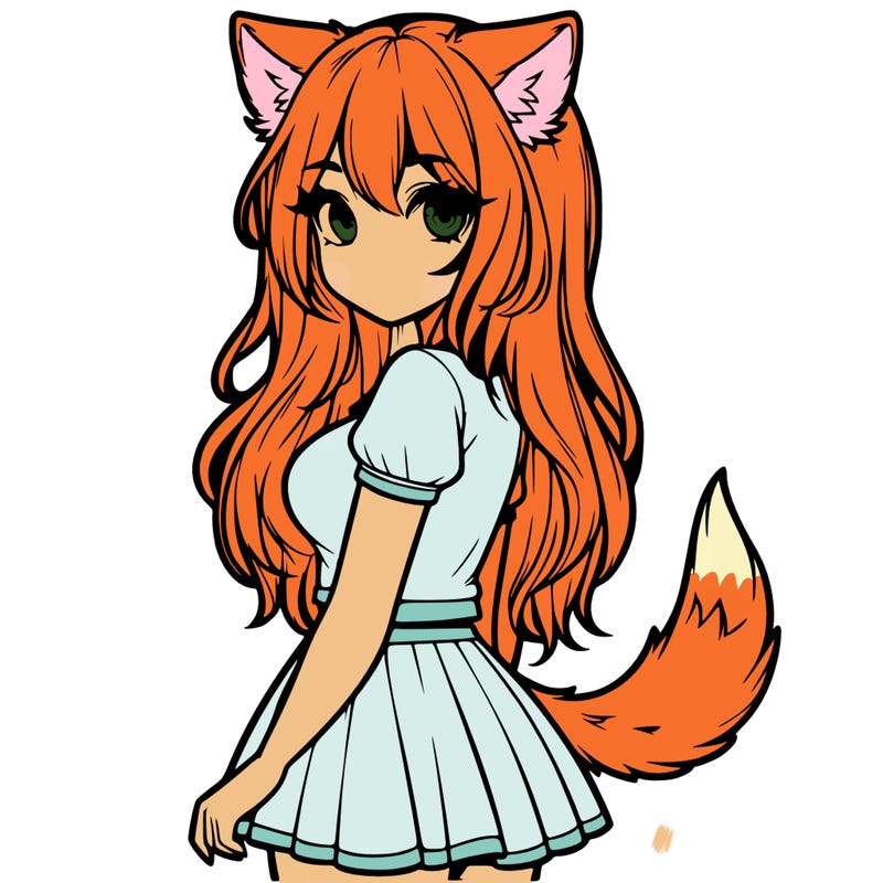 realistic girl with wolf ears and a tail