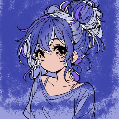 a beautiful anime girl with a messy bun