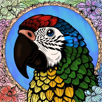 realistic parrot mandala