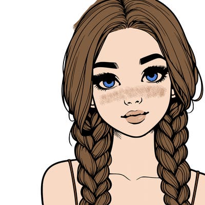 realistic girl with braids
