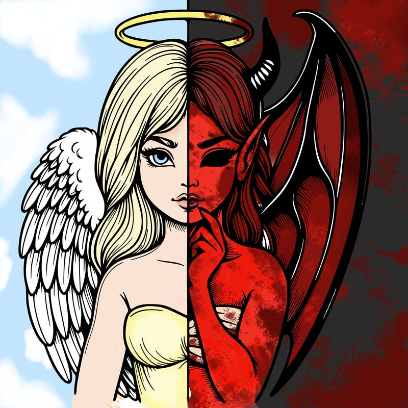 realistic angel half demon