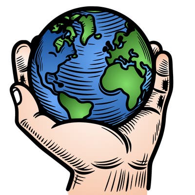 hand holding earth
