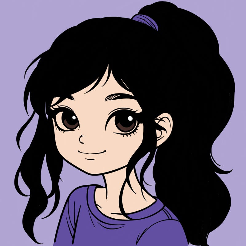 realistic girl with ponytail