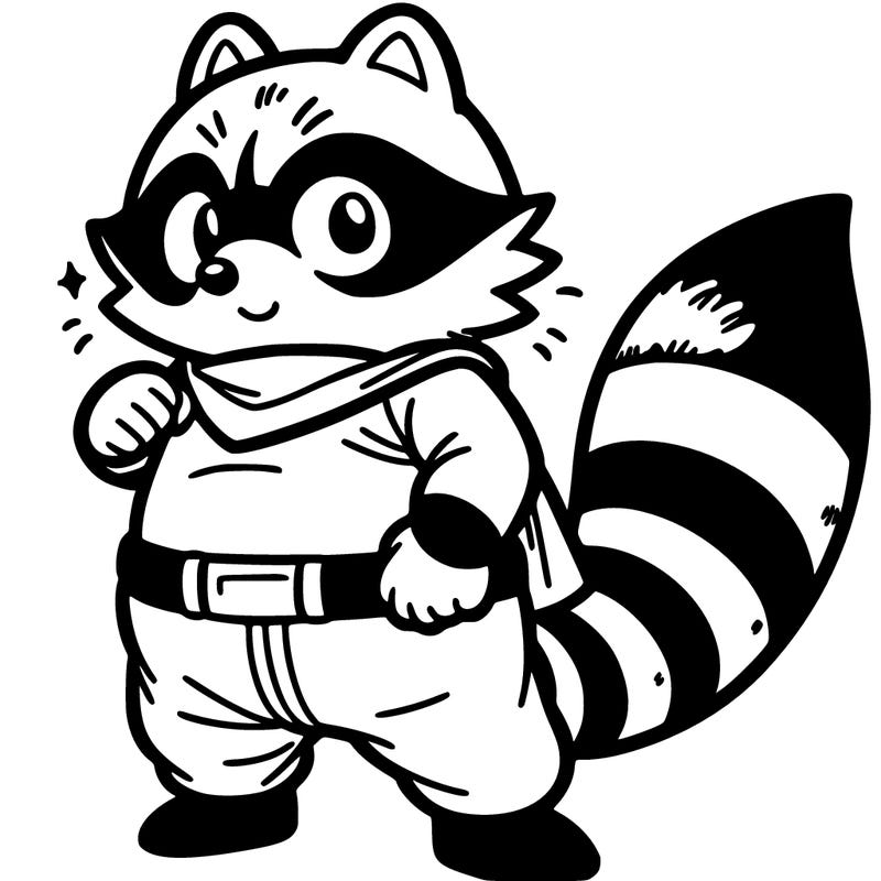 raccoon man waging tail
