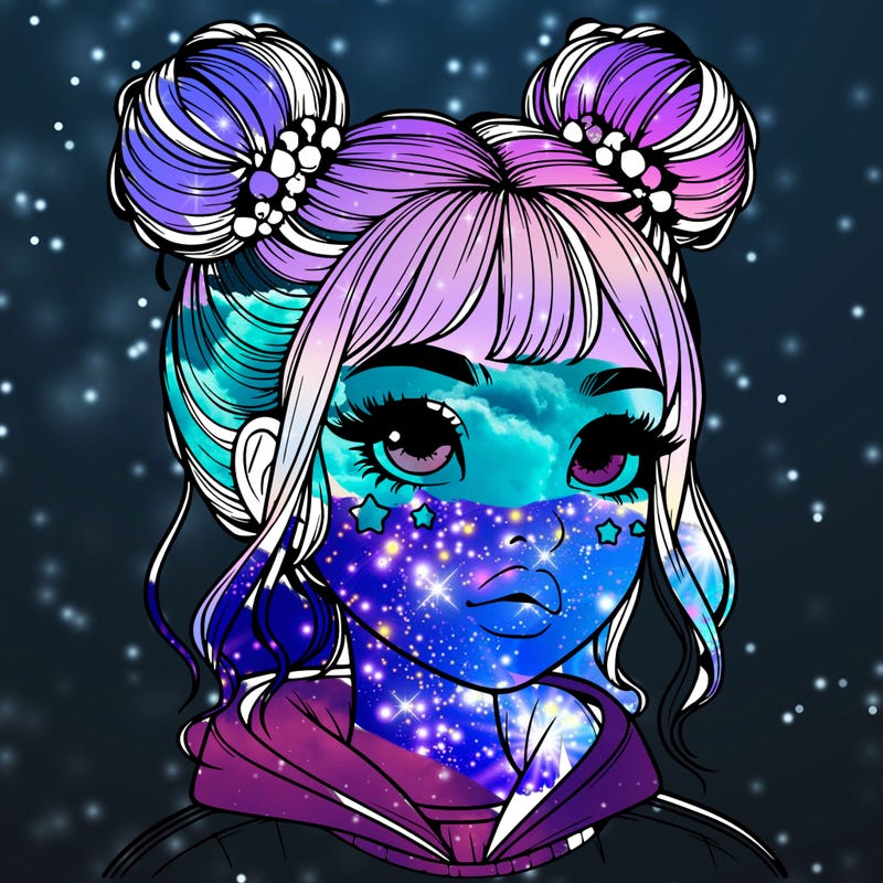realistic girl with space buns