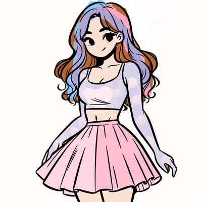 woman in a skirt and crop top