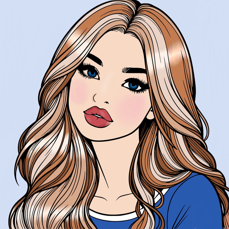 realistic girl with hair on her hair and lips