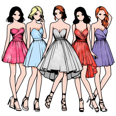 realistic girls with prom dress on