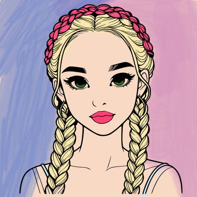realistic girl with braids