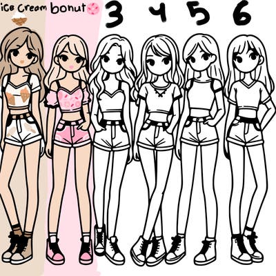 a group of girls wearing crop tops and shorts