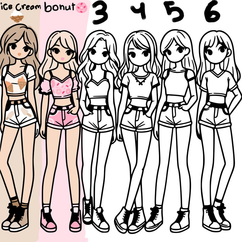 a group of girls wearing crop tops and shorts