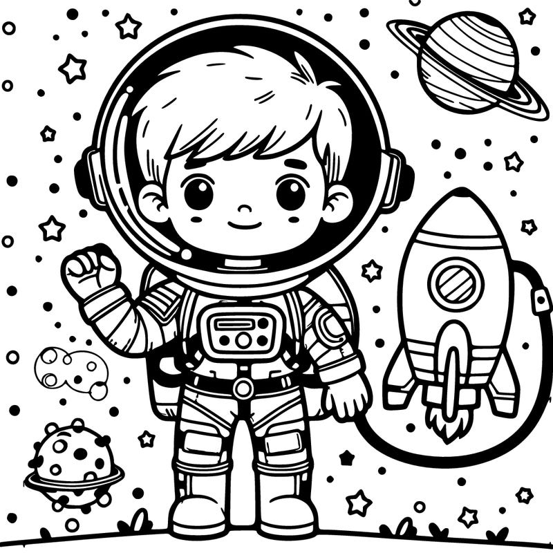 astronaut boy in outer space