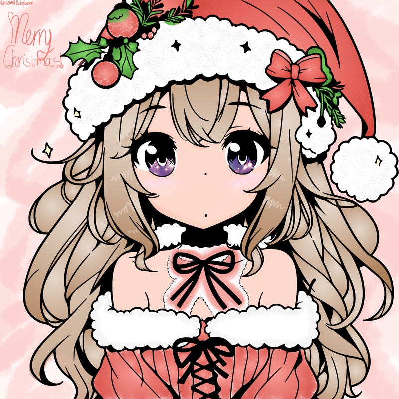 cute anime christmas girl