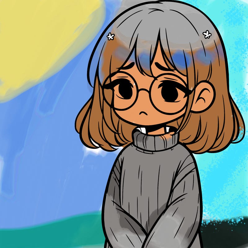 sad girl with glasses in a sweater