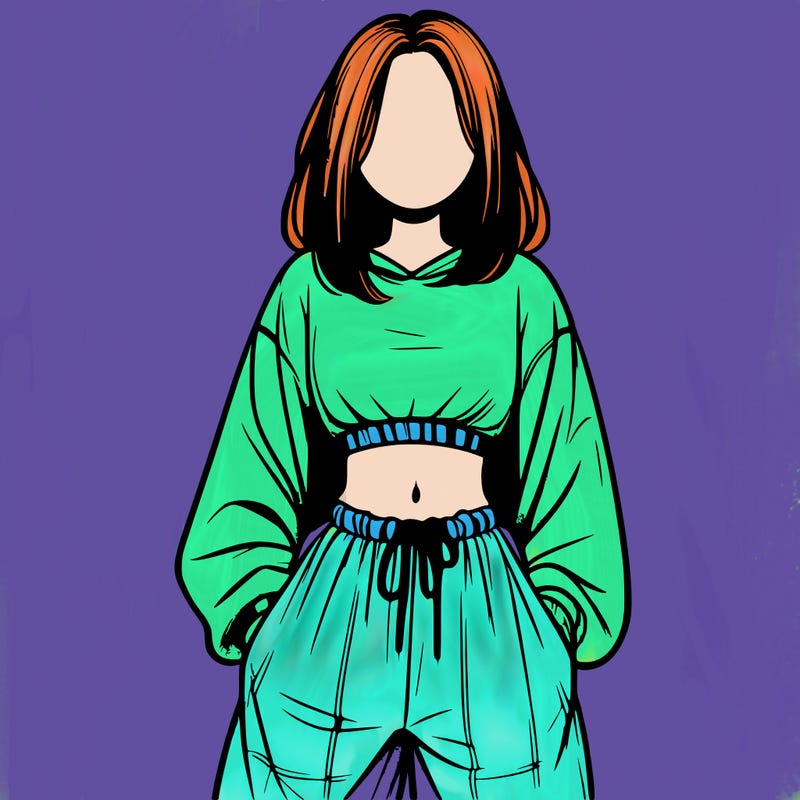 realistic girl faceless with baggy pants and a crop top