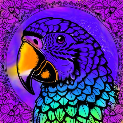 realistic parrot mandala