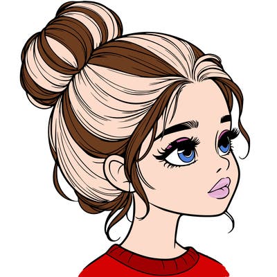 realistic girl with bun