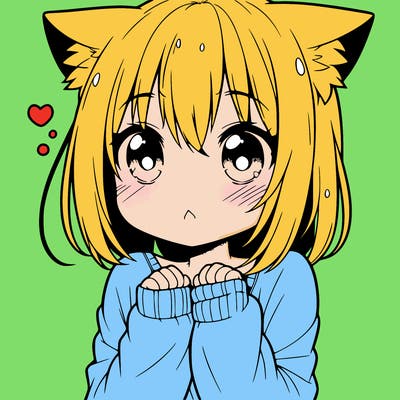 shy anime catgirl