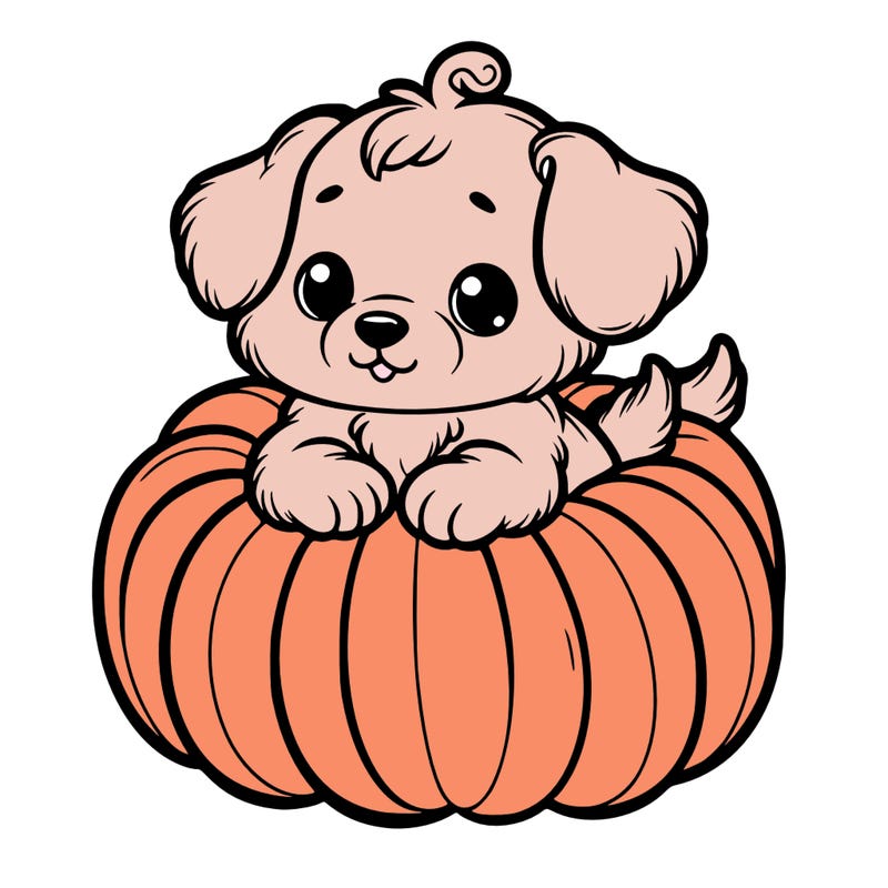 cute little puppy in a pumpkin