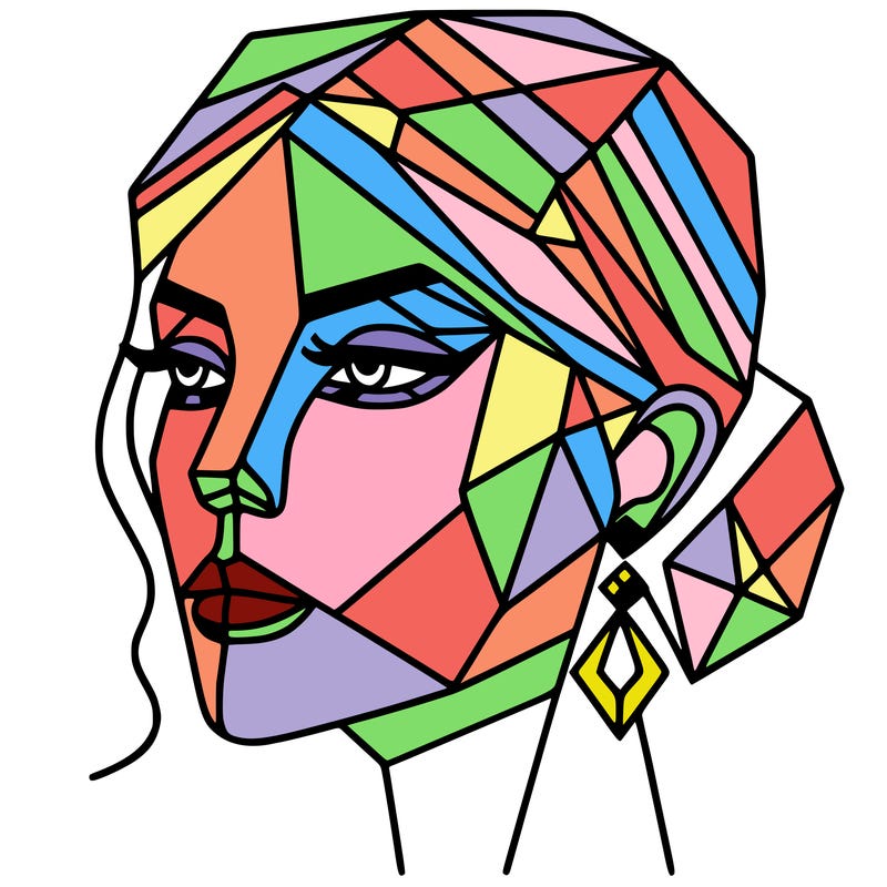 geometric art illustration of a woman's face