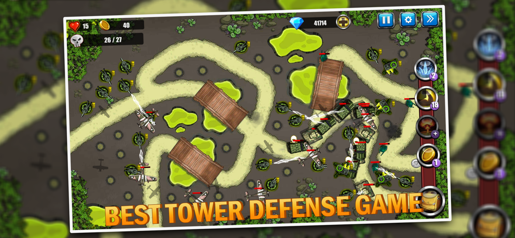 Tower Defense: Toy War 2 - Jugabilidad llena de acción de Tower Defense Toy War 2 con tanques y aviones de juguete en un mapa estratégico con torres defensivas