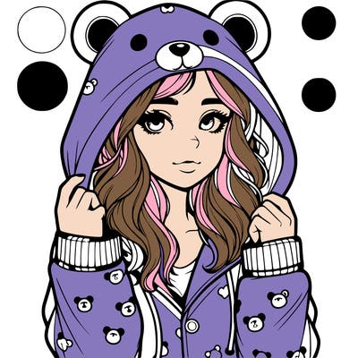 realistic girl in a animal pjs hoodie