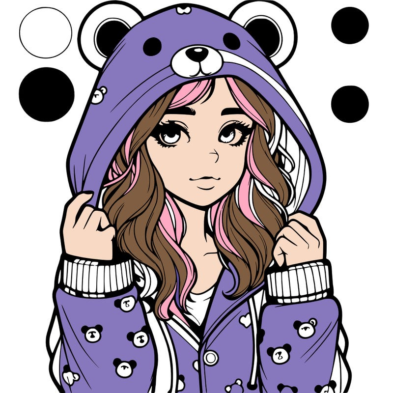 realistic girl in a animal pjs hoodie