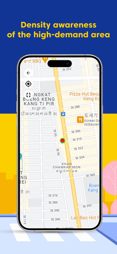 Wingmall Rider - Wingmall Rider app map interface showing high demand delivery zones