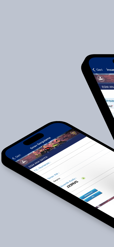 EGM Mobil - Schermata dell'app EGM Mobil per la richiesta dei risultati degli esami con campi per il numero di identificazione e il codice di sicurezza
