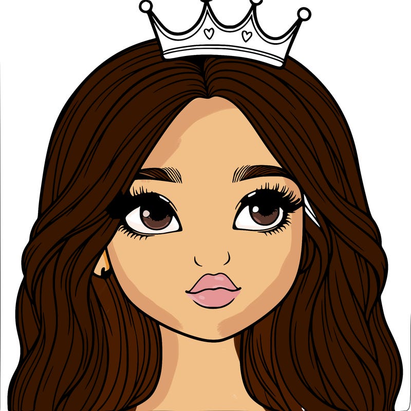 a realistic girl with a crown on