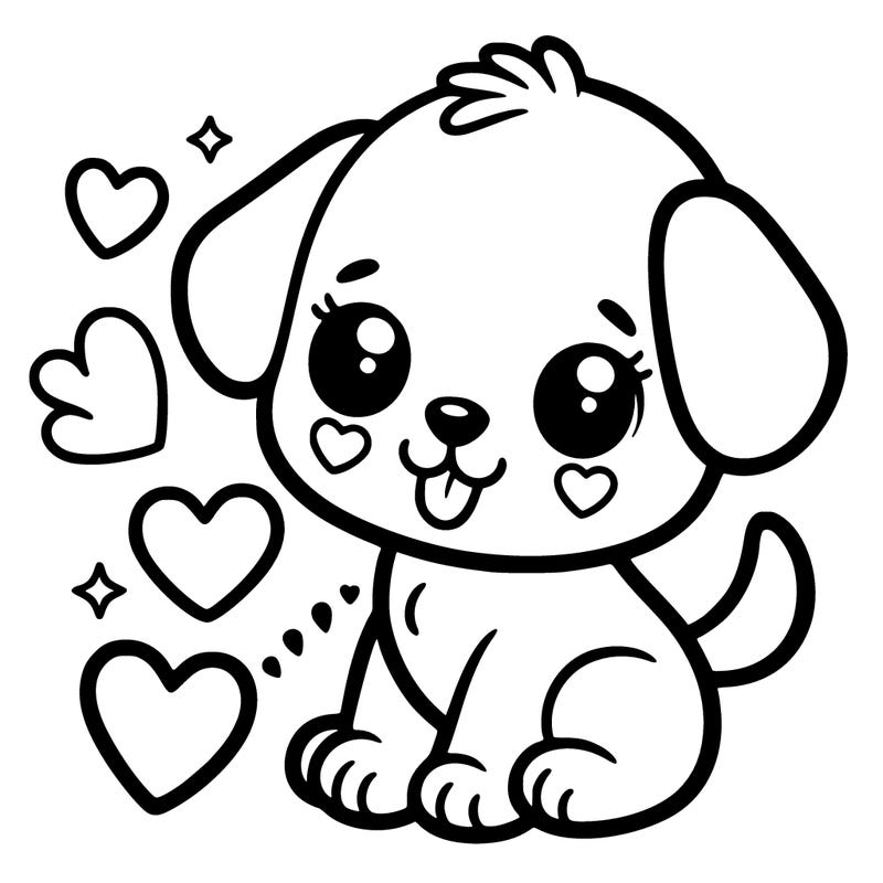 cute puppy with hearts