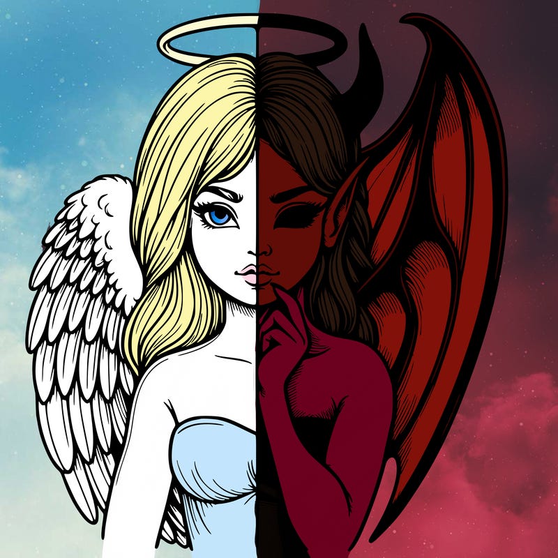 realistic angel half demon