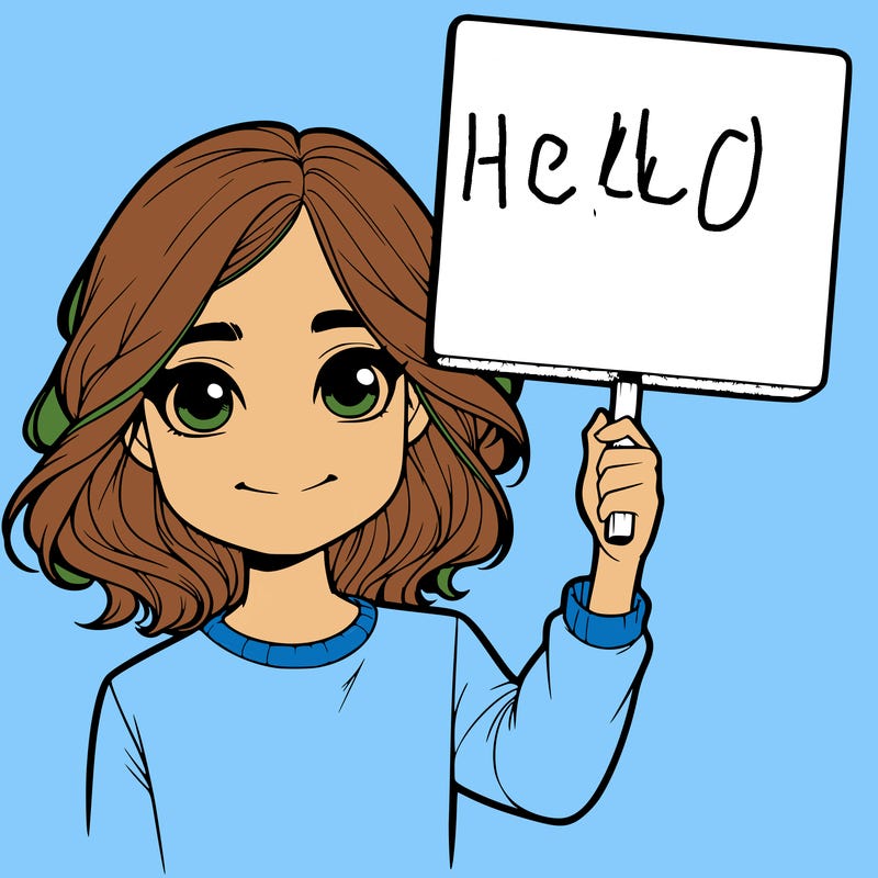 realistic girl holding up a sign