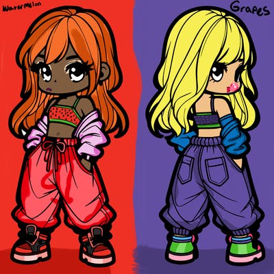 girl in crop top and baggy pants
