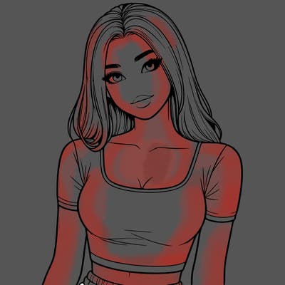 realistic girl with crop top