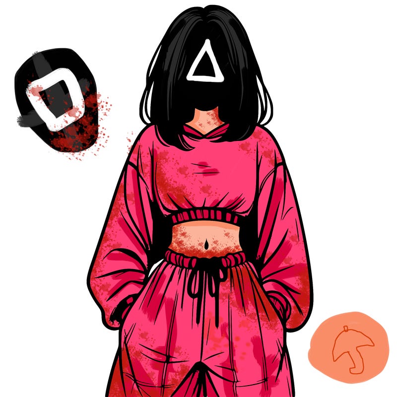 realistic girl faceless with baggy pants and a crop top