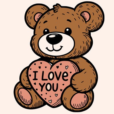 teddy bear holding an i love you heart