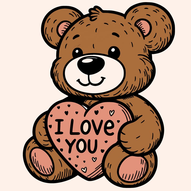 teddy bear holding an i love you heart